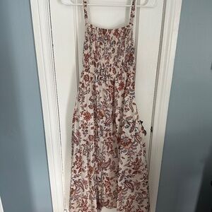 Old Navy Floral Print Midi Dress - Cream and Red